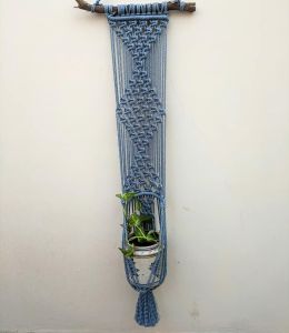 Grey macrame plant hanger